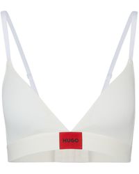 HUGO - Triangel-BH aus Stretch-Baumwolle mit rotem Logo-Etikett - Lyst