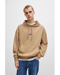 HUGO - S Nalonso Cotton-terry Hoodie With Blue Logo Label - Lyst
