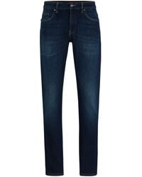 BOSS - Slim-fit Jeans Van Blauw Italiaans Denim Met Een Kasjmierachtige Feel - Lyst