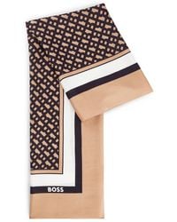 BOSS - Silk Scarf With Monogram Print - Lyst