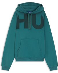 HUGO - Sweat À Capuche En Molleton De Coton Avec Logo Imprimé - Lyst