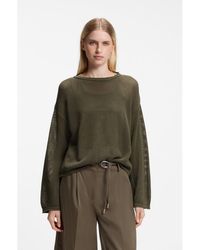 BOSS - Relaxed-Fit Cotton Sweater With Mesh Structure - Lyst