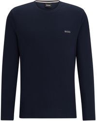 BOSS - Pyjama-Shirt aus Baumwoll-Mix mit Logo-Stickerei - Lyst