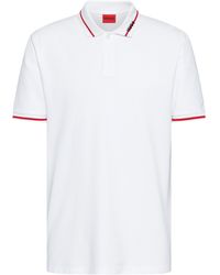 HUGO - Cotton-piqué Polo Shirt With Logo Collar - Lyst