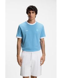 BOSS - Stretch-Cotton T-Shirt With Country Flag And Logo - Lyst