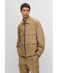 HUGO - Regular-fit Jacket In Ripstop Cotton With Signature Label - Lyst