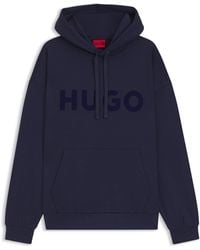 HUGO - Sweat À Capuche Oversize En Molleton De Coton Avec Logo Ton Sur Ton - Lyst