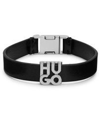 BOSS by HUGO BOSS - Leren Armband Met Hardware Van Tweedelig Logo - Lyst