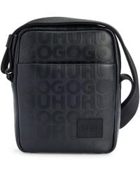 HUGO - Reporter Bag In Faux Leather With Repeat-logo Motif - Lyst