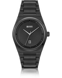 BOSS - Montre en acier plaqué noir avec bracelet à maillons - Lyst