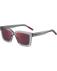 HUGO - Transparent-acetate Sunglasses With Red Lenses - Lyst