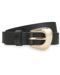 HUGO - Italian-Leather Belt With Angular-Tone Buckle - Lyst