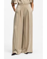 BOSS - Wide-Leg Regular-Fit Trousers With Box Pleats - Lyst