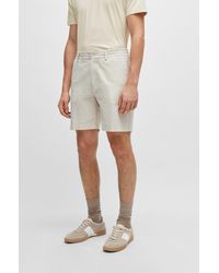 BOSS - Regular-fit Shorts In Stretch-cotton With Linen - Lyst