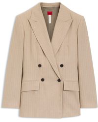 HUGO - Regular-Fit Blazer Met Krijtstrepen Van Katoenmix - Lyst
