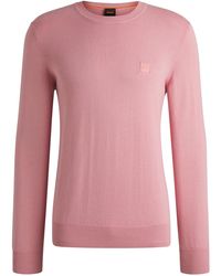 BOSS - Pullover Aus Baumwolle Und Kaschmir Mit Logo-Label - Lyst