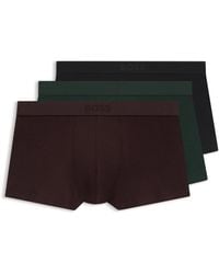 BOSS - Three-Pack Of Stretch-Cotton Trunks With Logo Waistbands - Lyst