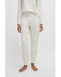 BOSS - Cuffed Pyjama Bottoms In Stretch Cotton With Branded Drawcords - Lyst