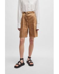 BOSS - Relaxed-fit Shorts In A Stretch Linen Blend - Lyst