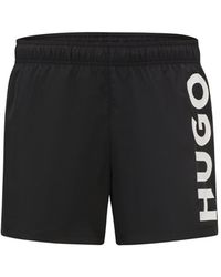 HUGO - Schnell Trocknende Badeshorts Mit Vertikalem Logo-Print - Lyst