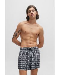 HUGO - Recycled-material Swim Shorts With Logo Print - Lyst
