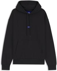 HUGO - Hoodie Aus Baumwoll-Terry Mit Blauem Logo-Aufnäher - Lyst