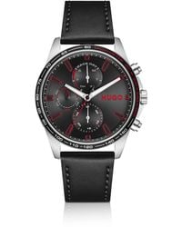 HUGO - #Drift Horloge Met Zwarte Wijzerplaat En Zwarte Leren Polsband - Lyst