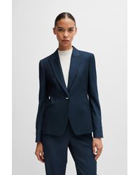 BOSS - Slim-fit Jacket In Denim-effect Virgin-wool Twill - Lyst