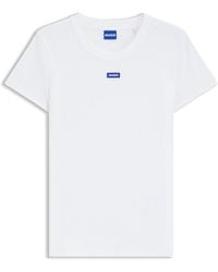 HUGO - Stretch-Cotton Slim-Fit T-Shirt With Logo Badge - Lyst