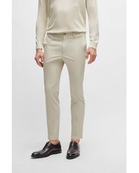 BOSS - Slim-fit Trousers In Cotton, Silk And Stretch - Lyst