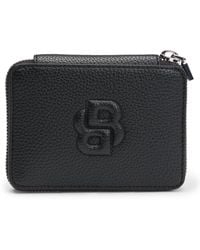 BOSS - Small Grained Ziparound Wallet With Double B Monogram - Lyst