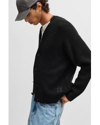 HUGO - Oversize-fit Cardigan With Ribbed Structure - Lyst