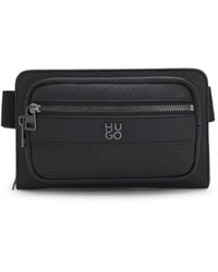 HUGO - Grained Faux-Leather Belt Bag With Stacked-Logo Trim - Lyst