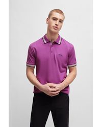 BOSS - Cotton-piqué Polo Shirt With Contrast Logo - Lyst