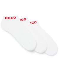 HUGO - Three-pack Of Ankle Socks With Logo Cuffs - Lyst
