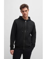 BOSS - Cotton-terry Zip-up Hoodie With Printed Logo - Lyst