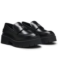 HUGO - Stacked-Logo Loafers - Lyst