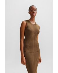 BOSS - Sleeveless Knitted Top With Ribbed Structure - Lyst
