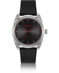 HUGO - Horloge Met Geborstelde Zwarte Wijzerplaat En Leren Polsband - Lyst
