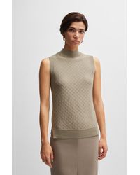 BOSS - Sleeveless Rollneck Top In Silk And Cotton - Lyst