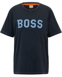 BOSS - Relaxed-fit T-shirt In Cotton Jersey With Embroidered Artwork - Lyst