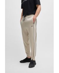 BOSS - Stretch-Cotton Tracksuit Bottoms With Emed Artwork - Lyst