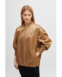 BOSS - Sateen Bomber Jacket With Double Monogram Embroidery - Lyst
