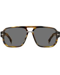 BOSS - Zonnebril Van Acetaat Met Dessin En Zilverkleurige Details - Lyst