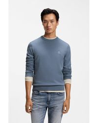BOSS - Cotton-Blend Sweater With Logo Patch - Lyst