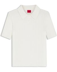 HUGO - Slim-Fit Pullover Mit Polokragen Und Rippstruktur - Lyst