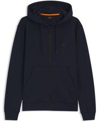 BOSS - Hoodie Van Katoenen Sweatstof Met Rits En Ton-Sur-Ton Logopatch - Lyst