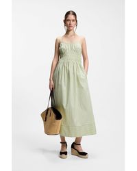 BOSS - Cotton-Poplin Dress With Vertical Stripe - Lyst