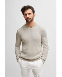 BOSS - Regular-fit Sweater In Boucl Silk With Ribbed Cuffs - Lyst