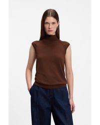 BOSS - Sleeveless Mock-Neck Sweater - Lyst